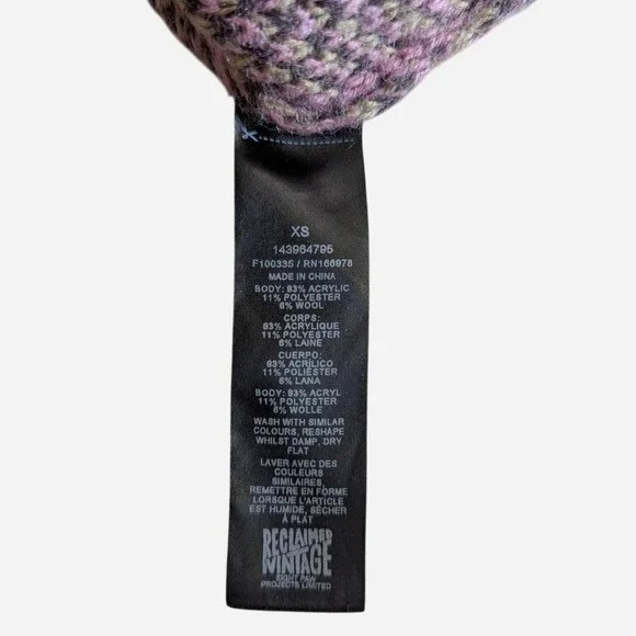 ASOS Reclaimed Vintage Plaid Check Balloon Sleeve Cropped Turtleneck Sweater XS - Picture 10 of 10